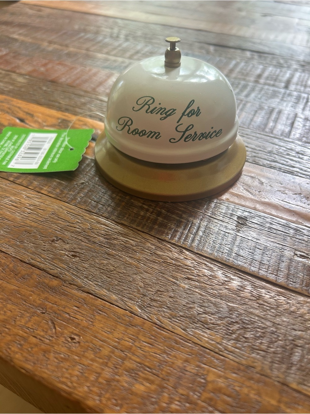 Ashland Tabletop Service Bell - Cream and Gold "Ring for Room Service". NWT.